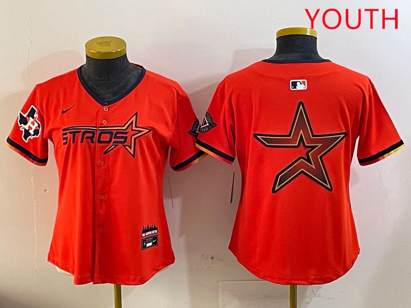 Youth Houston Astros Blank Orange Three generations Joint Name 2025 Nike MLB Jersey style 12->youth mlb jersey->Youth Jersey